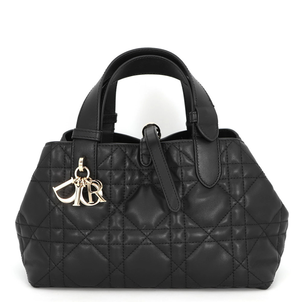Christian Dior Macro Cannage Toujours Small Calf Leather Handbag M2822OSNW Bl...